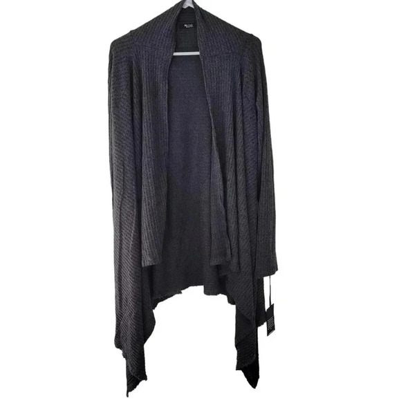 Michael Lauren X Revolve Ribbed Knit Draped Charcoal Gray Cardigan Large - Picture 2 of 6